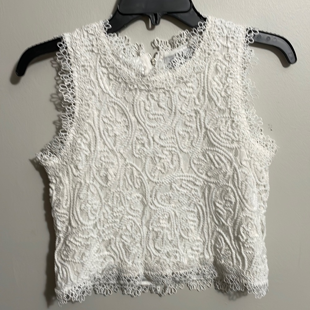 Chicwish White Lace Cropped Tank Top